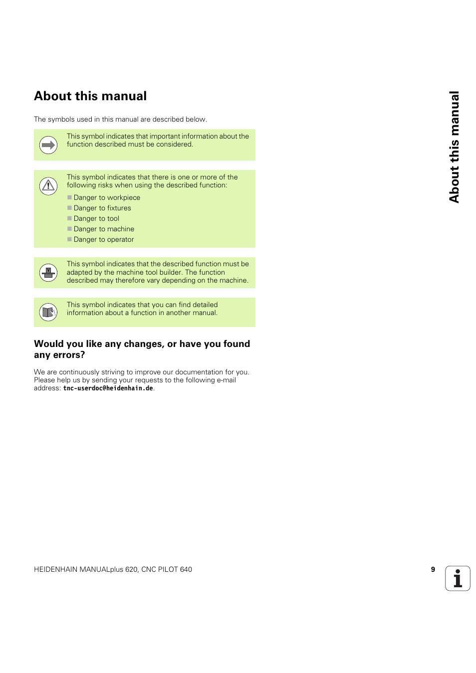 About this manual | HEIDENHAIN SW 54843x-03 DIN Programming User Manual | Page 9 / 622