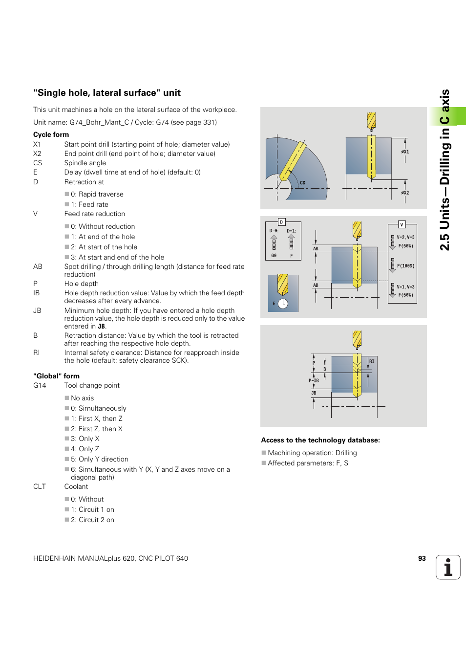 Single hole, lateral surface" unit, 5 units—dr illing in c axis | HEIDENHAIN SW 54843x-03 DIN Programming User Manual | Page 93 / 622