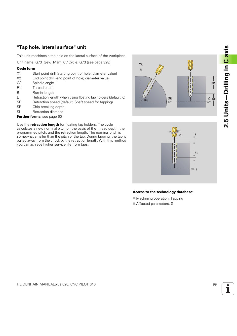 Tap hole, lateral surface" unit, 5 units—dr illing in c axis | HEIDENHAIN SW 54843x-03 DIN Programming User Manual | Page 99 / 622