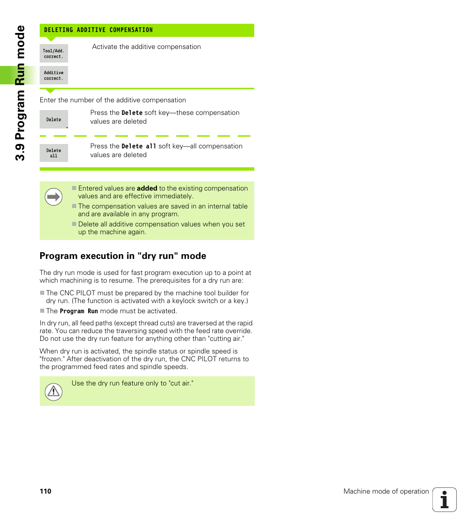 Program execution in "dry run" mode, 9 pr ogr am run mode | HEIDENHAIN SW 688945-03 User Manual | Page 110 / 599