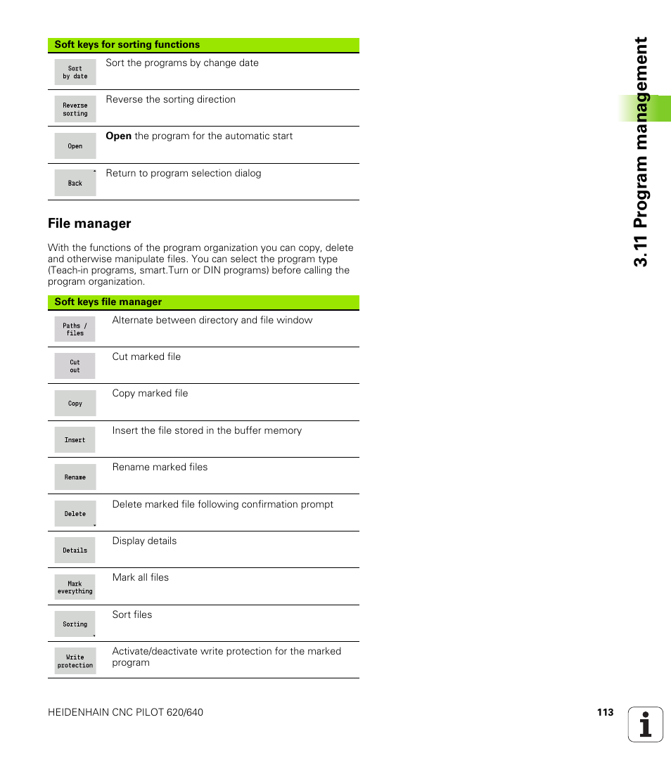 File manager, 1 1 pr ogr am manag e ment | HEIDENHAIN SW 688945-03 User Manual | Page 113 / 599