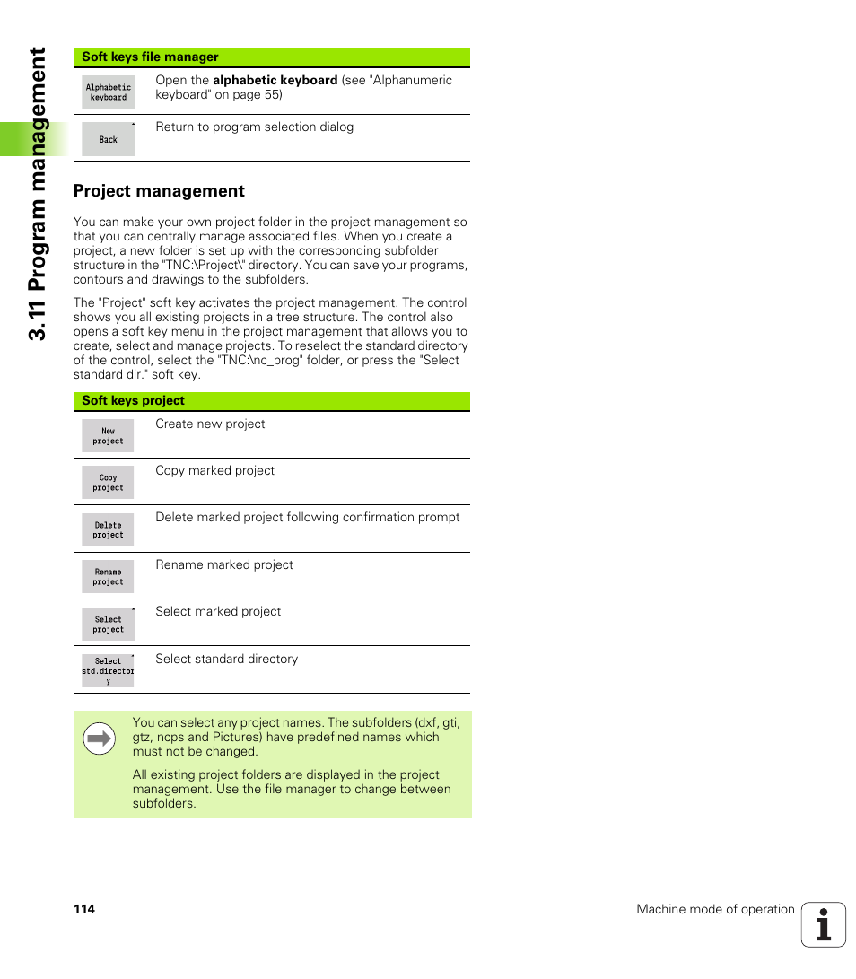 Project management, 1 1 pr ogr am manag e ment | HEIDENHAIN SW 688945-03 User Manual | Page 114 / 599