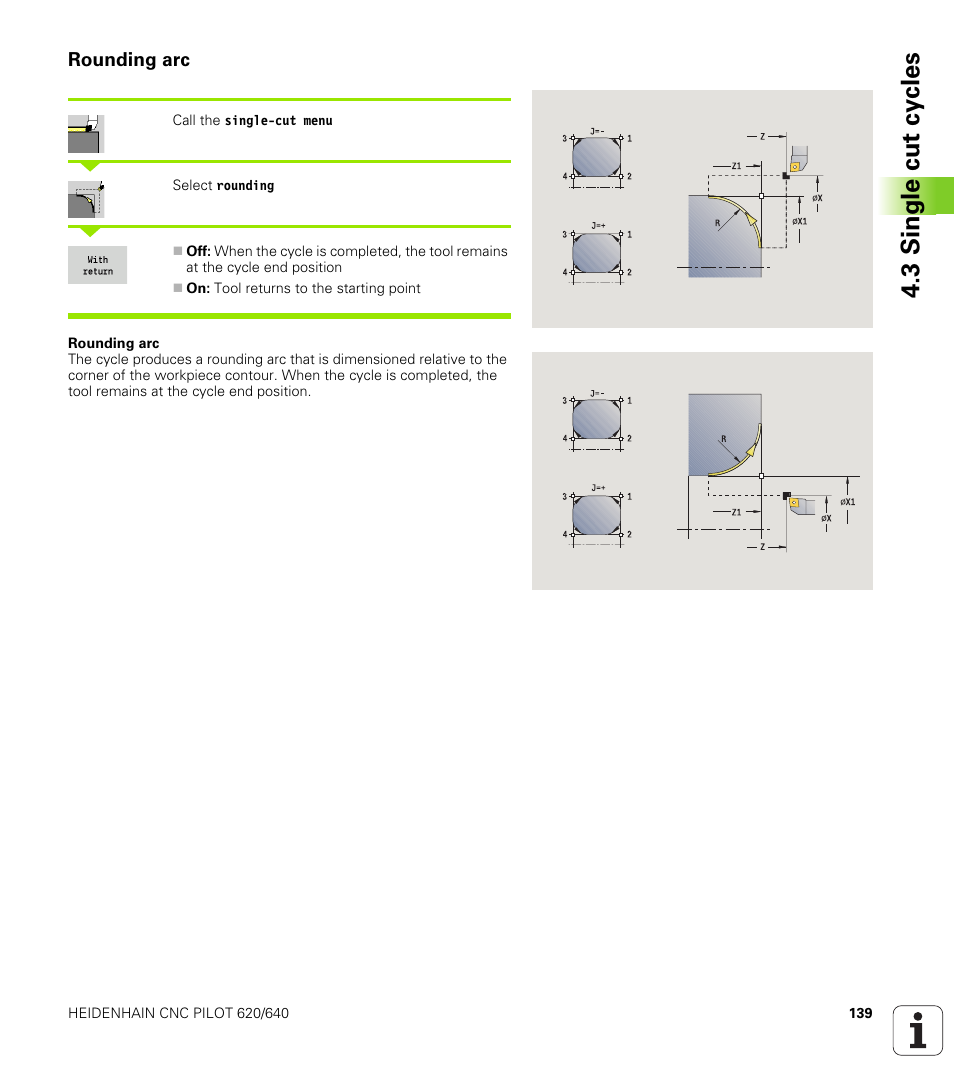 Rounding arc, 3 single cut cy cles | HEIDENHAIN SW 688945-03 User Manual | Page 139 / 599