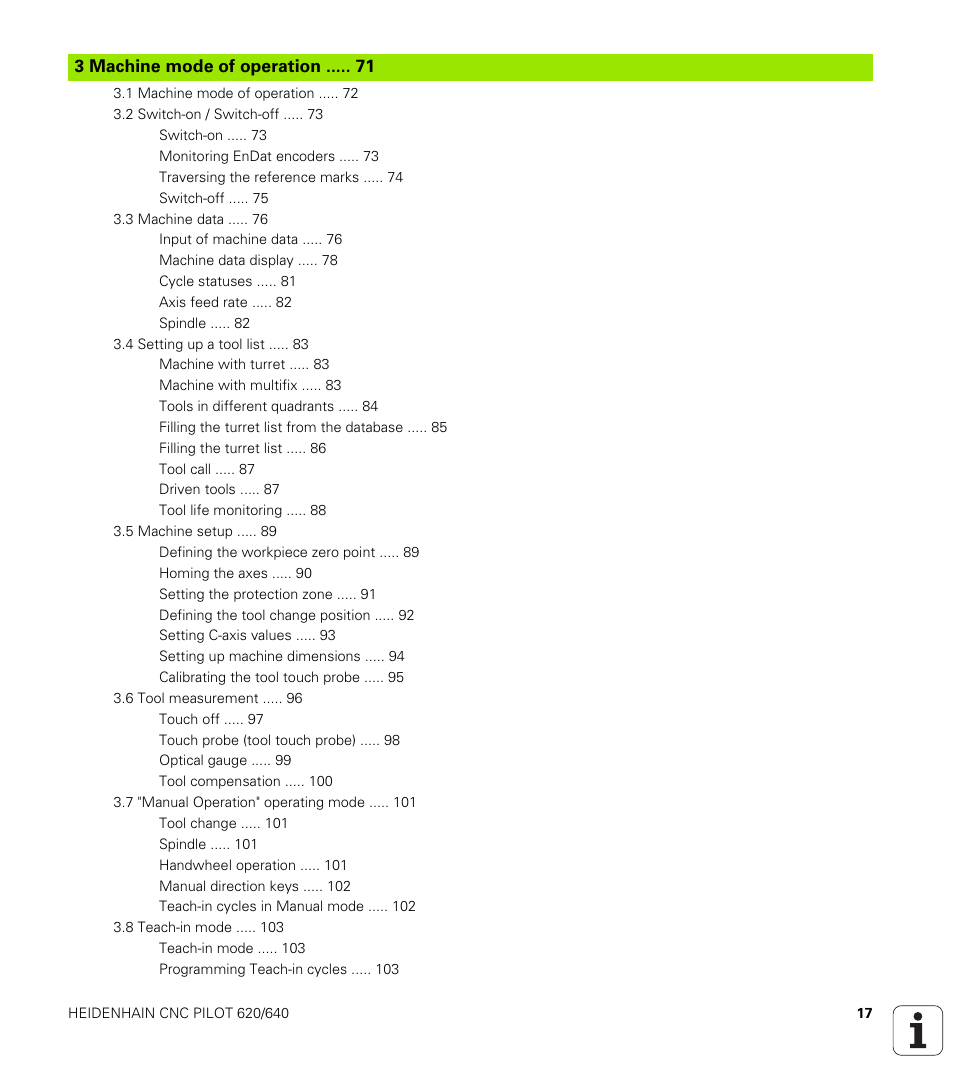 3 machine mode of operation | HEIDENHAIN SW 688945-03 User Manual | Page 17 / 599