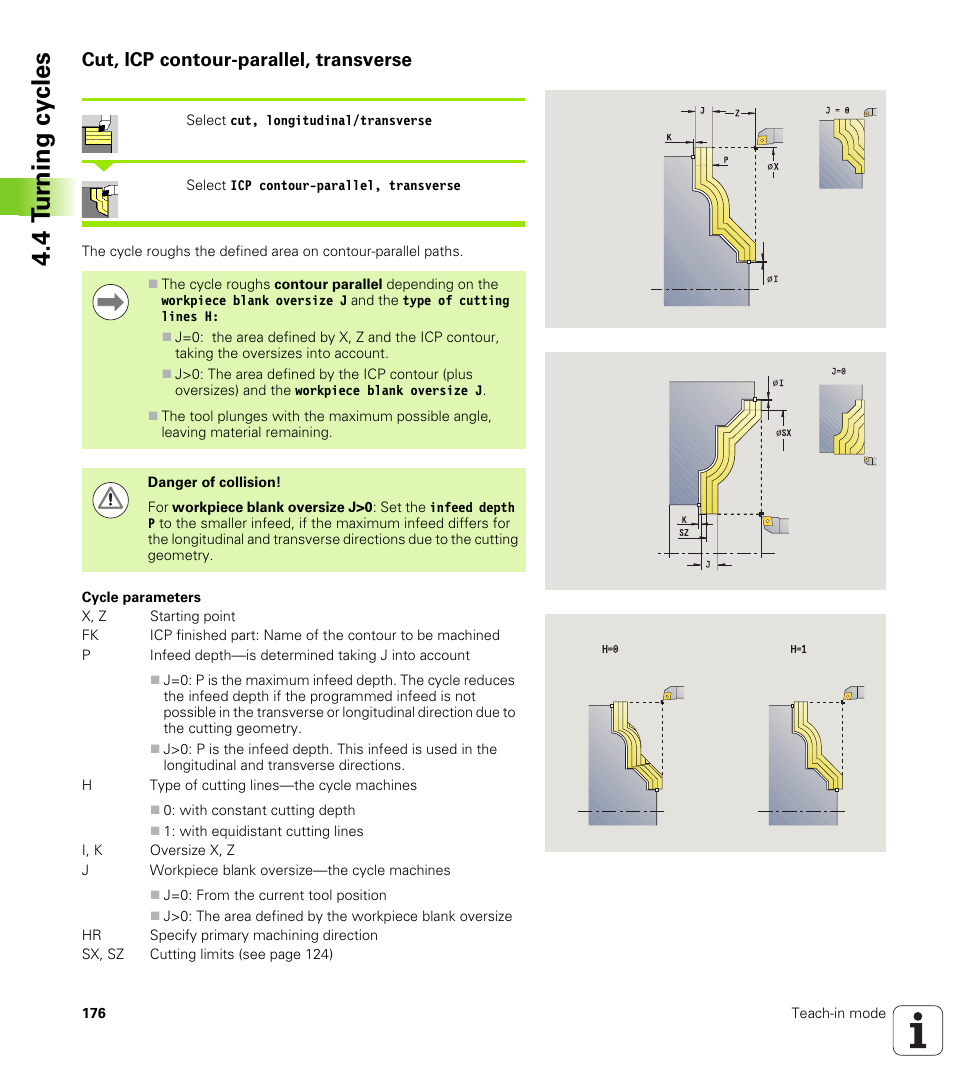 Cut, icp contour-parallel, transverse, 4 t u rn ing cy cles | HEIDENHAIN SW 688945-03 User Manual | Page 176 / 599