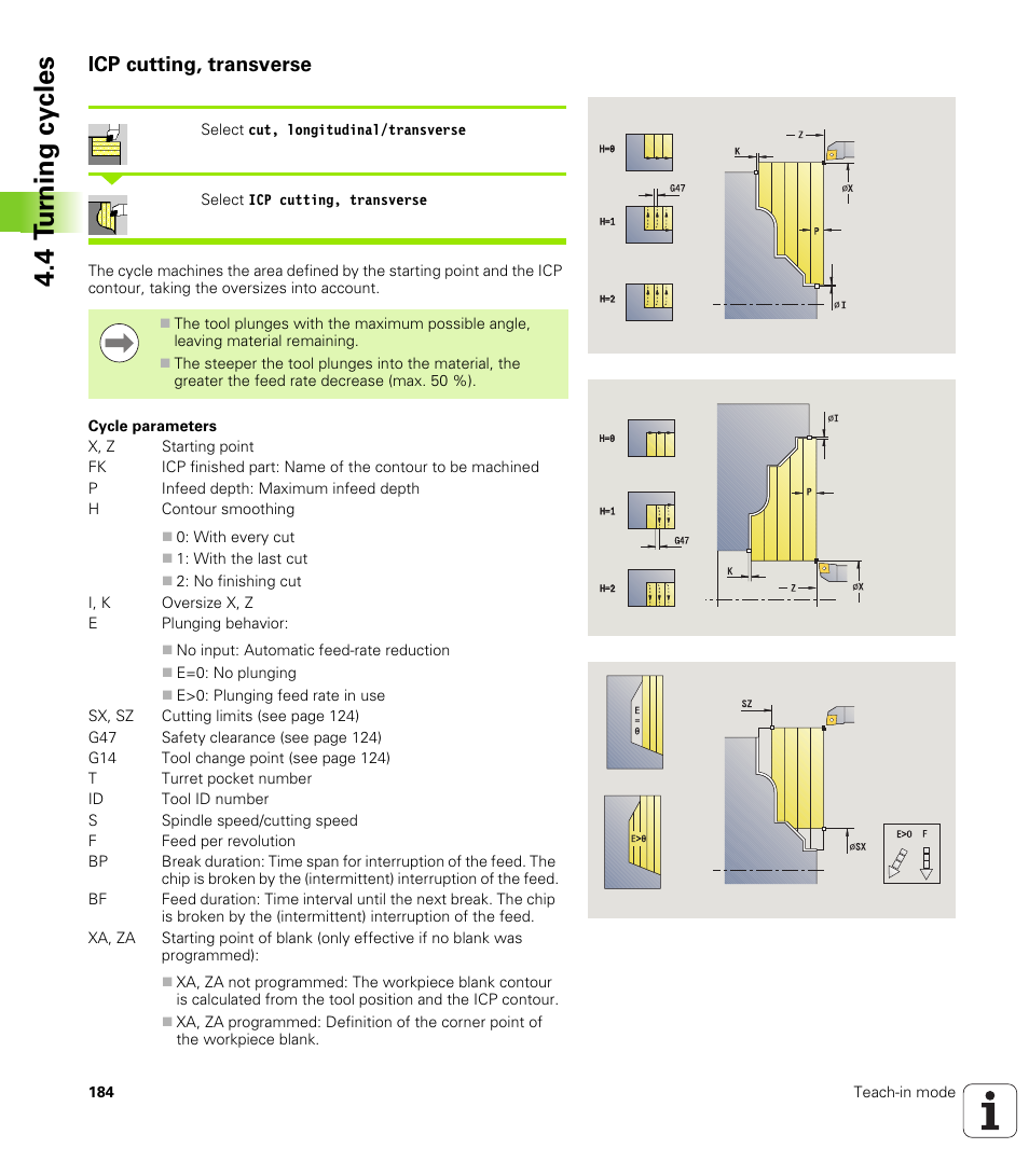 Icp cutting, transverse, 4 t u rn ing cy cles | HEIDENHAIN SW 688945-03 User Manual | Page 184 / 599