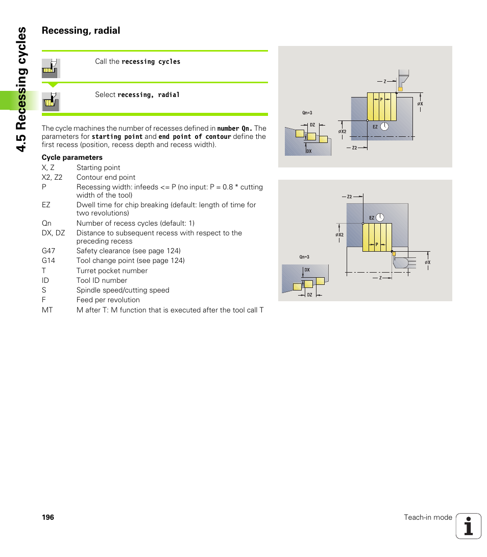 Recessing, radial, 5 recessing cy cles | HEIDENHAIN SW 688945-03 User Manual | Page 196 / 599