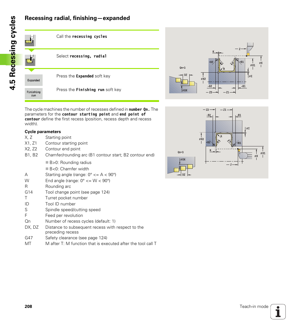 Recessing radial, finishing—expanded, 5 recessing cy cles | HEIDENHAIN SW 688945-03 User Manual | Page 208 / 599