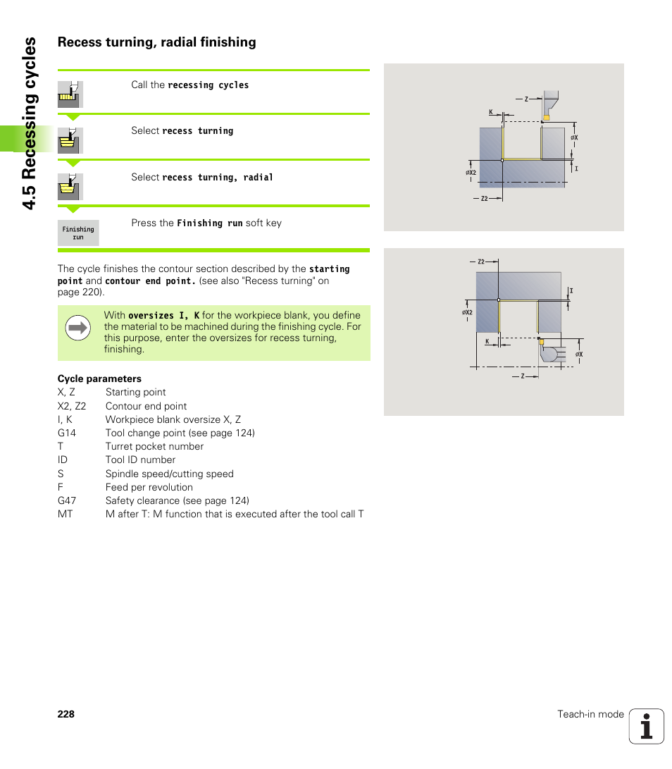 Recess turning, radial finishing, 5 recessing cy cles | HEIDENHAIN SW 688945-03 User Manual | Page 228 / 599