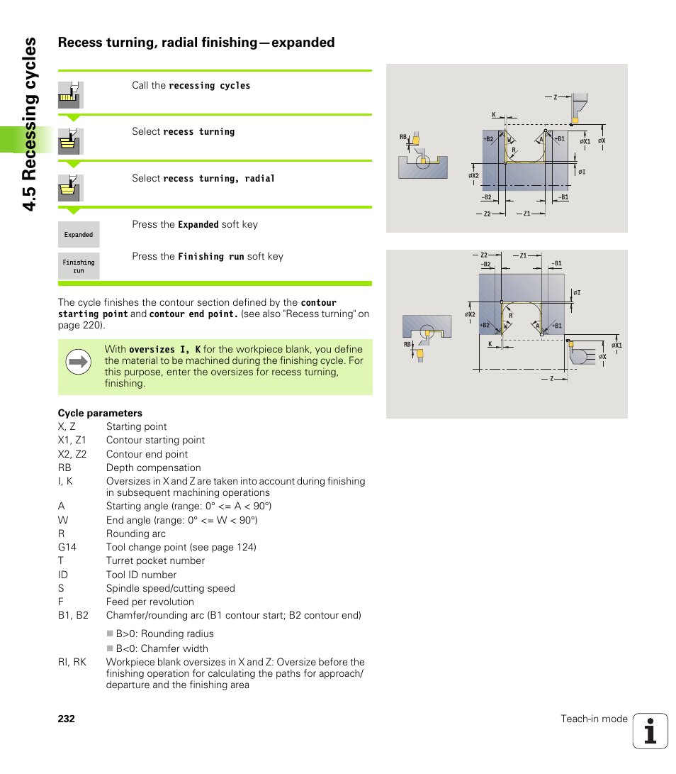 Recess turning, radial finishing—expanded, 5 recessing cy cles | HEIDENHAIN SW 688945-03 User Manual | Page 232 / 599