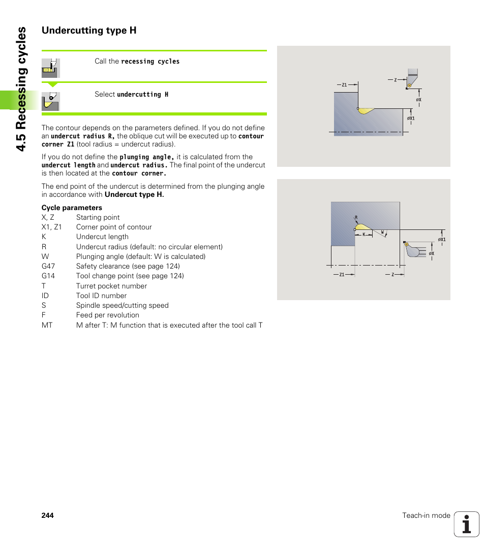 Undercutting type h, 5 recessing cy cles | HEIDENHAIN SW 688945-03 User Manual | Page 244 / 599