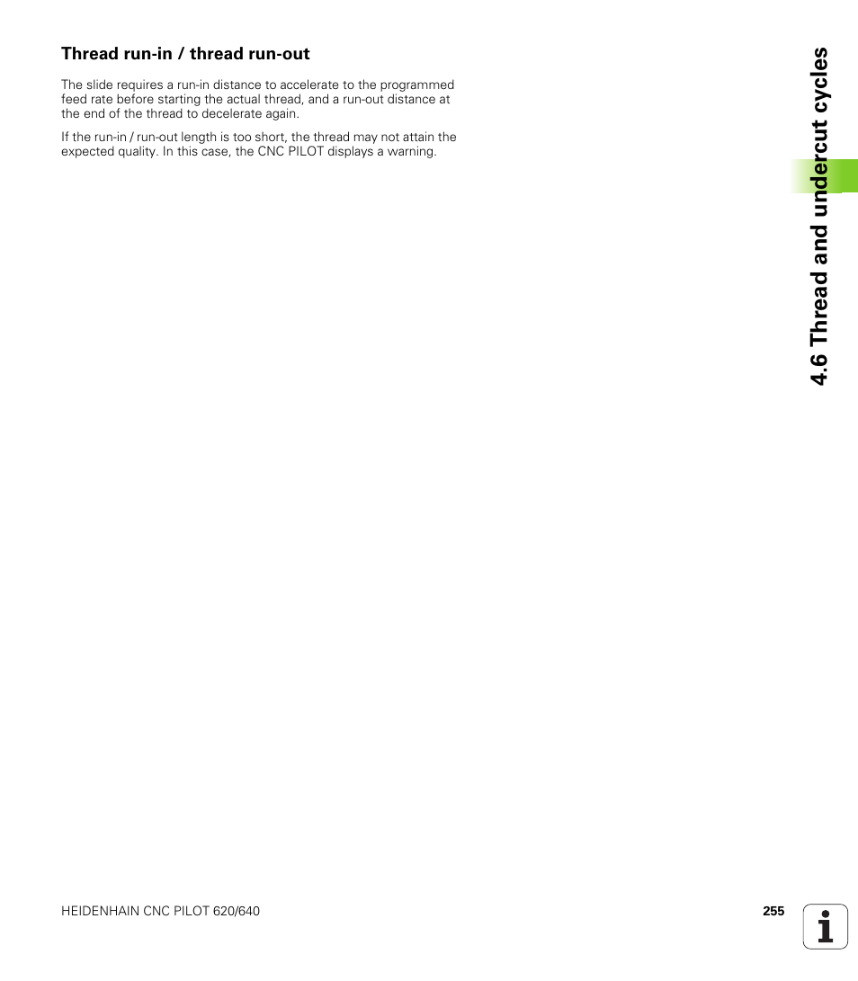 Thread run-in / thread run-out, 6 thr ead and under c ut cy cles | HEIDENHAIN SW 688945-03 User Manual | Page 255 / 599