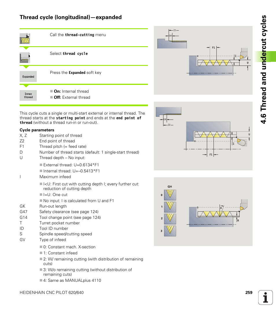 Thread cycle (longitudinal)—expanded, 6 thr ead and under c ut cy cles | HEIDENHAIN SW 688945-03 User Manual | Page 259 / 599