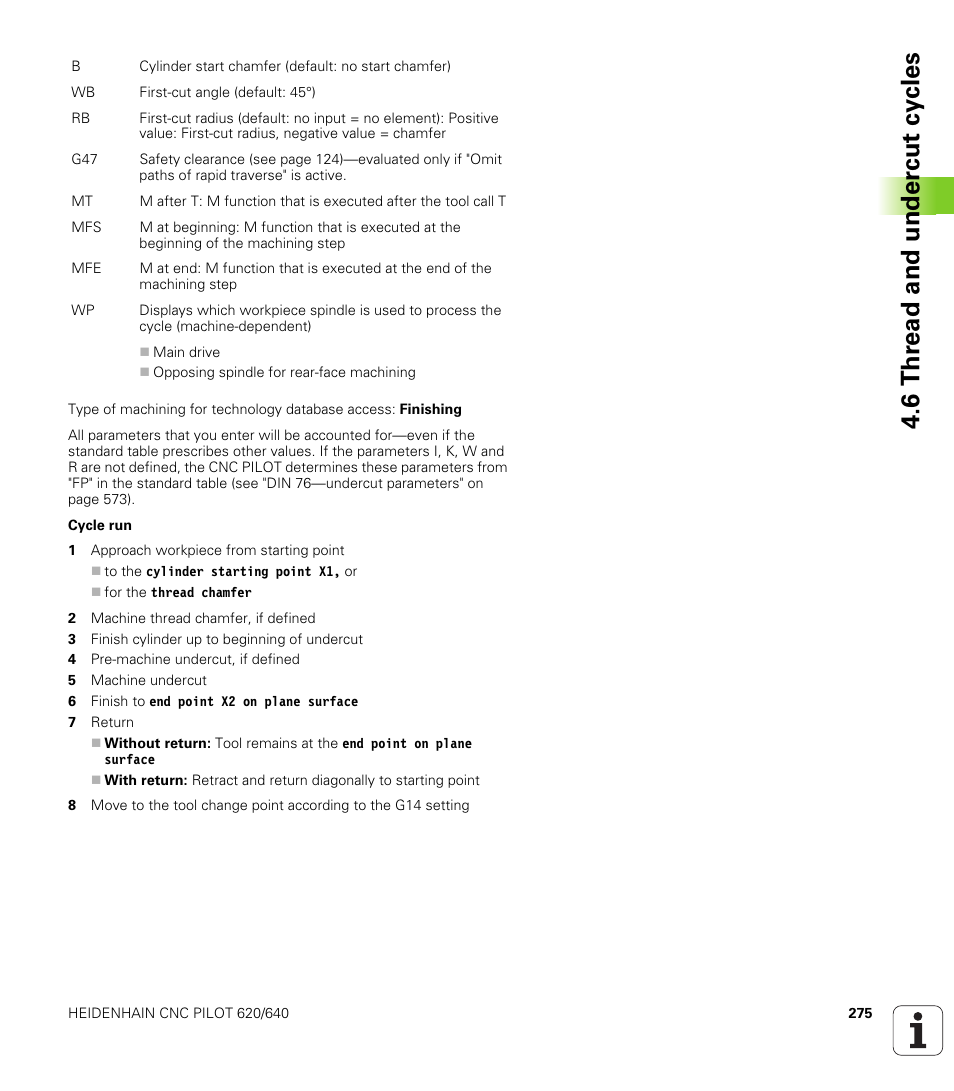 6 thr ead and under c ut cy cles | HEIDENHAIN SW 688945-03 User Manual | Page 275 / 599