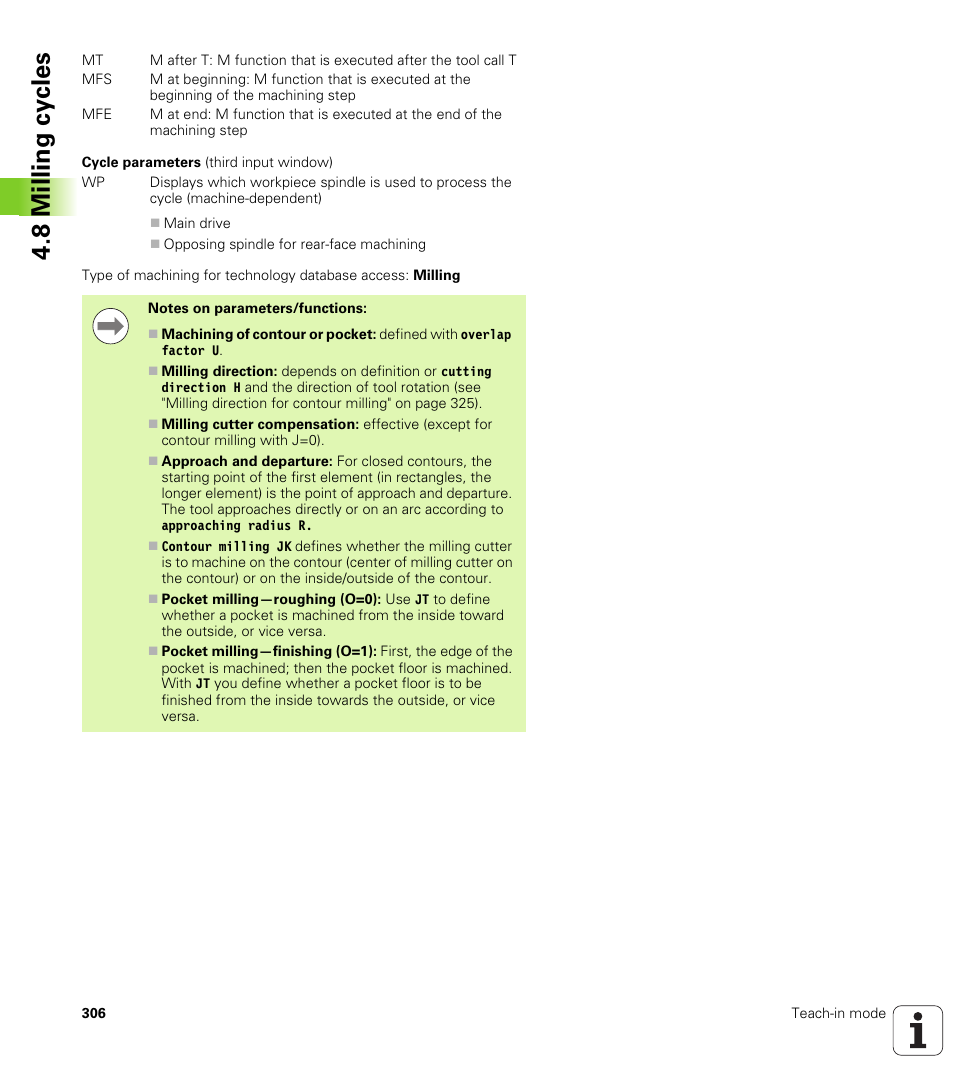 8 milling cy cles | HEIDENHAIN SW 688945-03 User Manual | Page 306 / 599