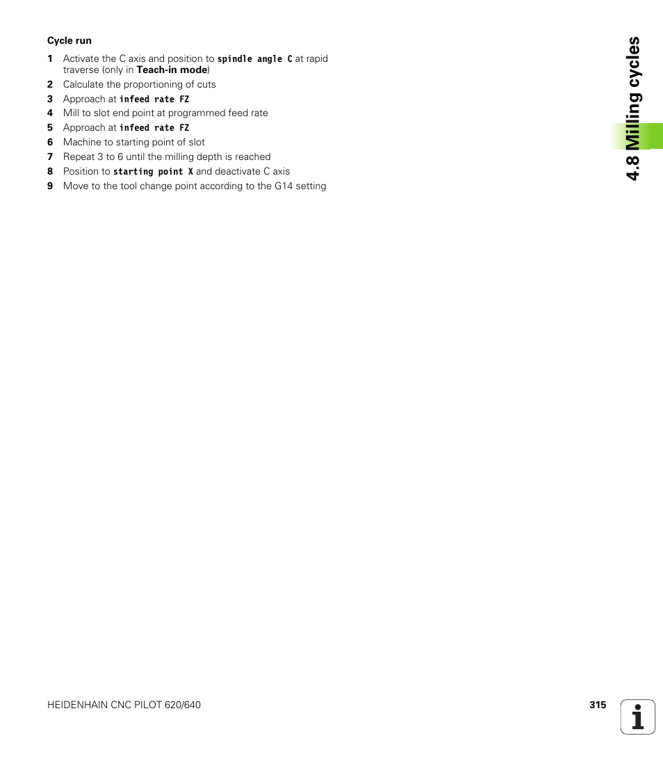 8 milling cy cles | HEIDENHAIN SW 688945-03 User Manual | Page 315 / 599