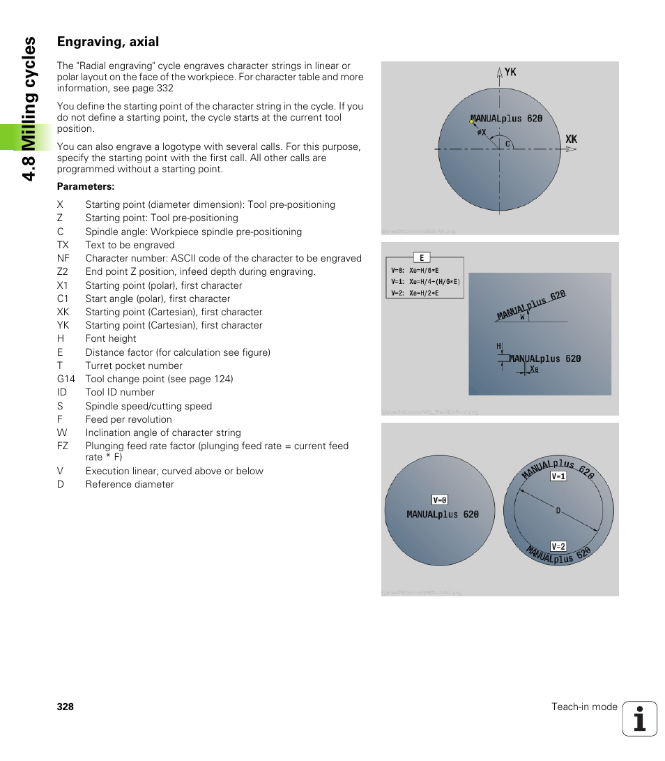 Engraving, axial, 8 milling cy cles | HEIDENHAIN SW 688945-03 User Manual | Page 328 / 599
