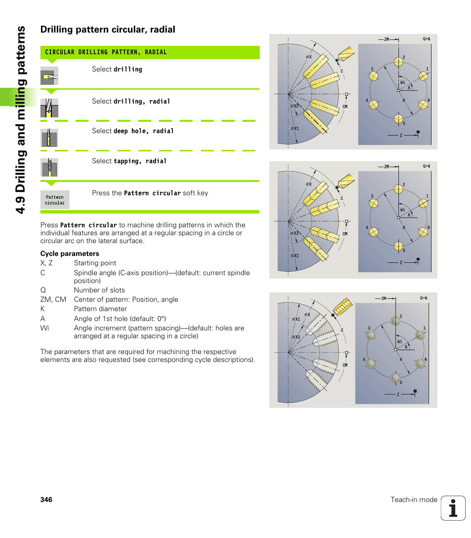 Drilling pattern circular, radial, 9 dr illing and milling pat ter ns | HEIDENHAIN SW 688945-03 User Manual | Page 346 / 599