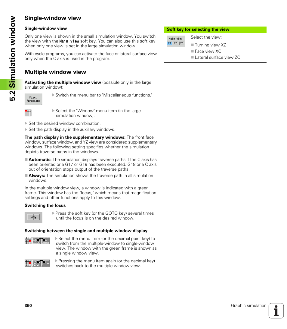 Single-window view, Multiple window view, 2 simulation windo w | HEIDENHAIN SW 688945-03 User Manual | Page 360 / 599