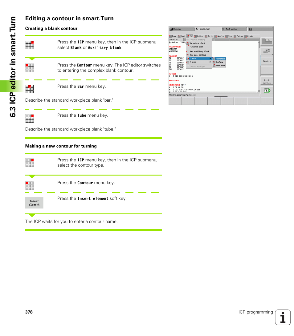 Editing a contour in smart.turn, 3 icp edit or in smar t.t u rn | HEIDENHAIN SW 688945-03 User Manual | Page 378 / 599