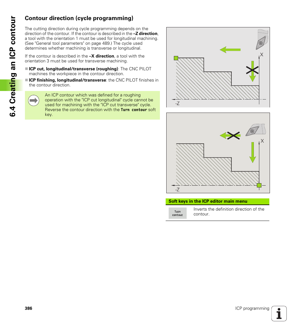 Contour direction (cycle programming), 4 cr eating an icp cont our | HEIDENHAIN SW 688945-03 User Manual | Page 386 / 599