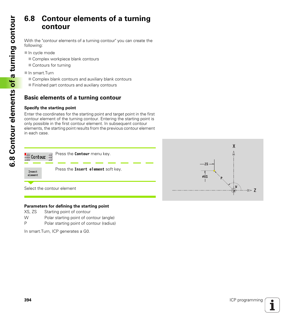 8 contour elements of a turning contour, Basic elements of a turning contour | HEIDENHAIN SW 688945-03 User Manual | Page 394 / 599