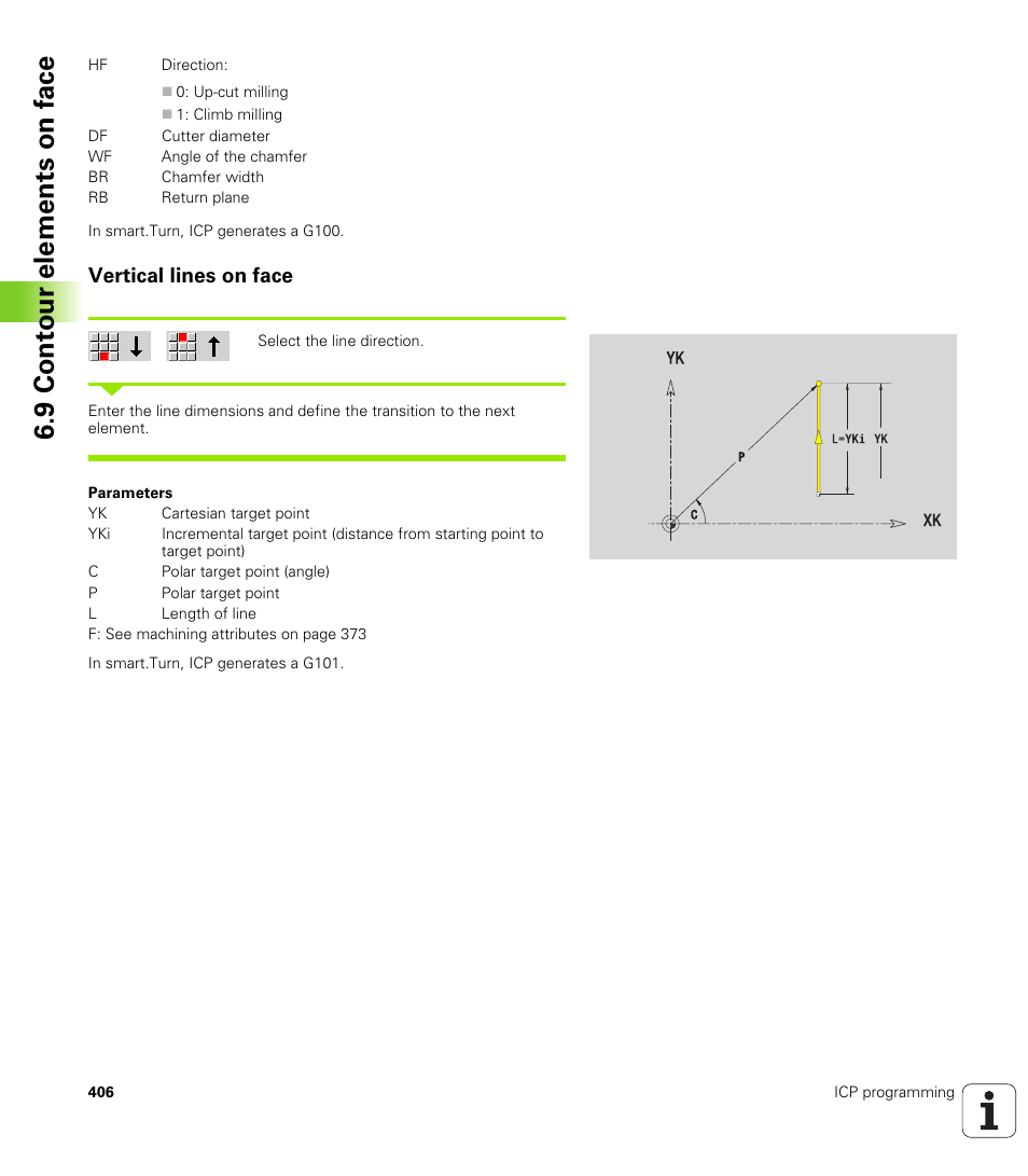 Vertical lines on face, 9 cont our elements on f a ce | HEIDENHAIN SW 688945-03 User Manual | Page 406 / 599