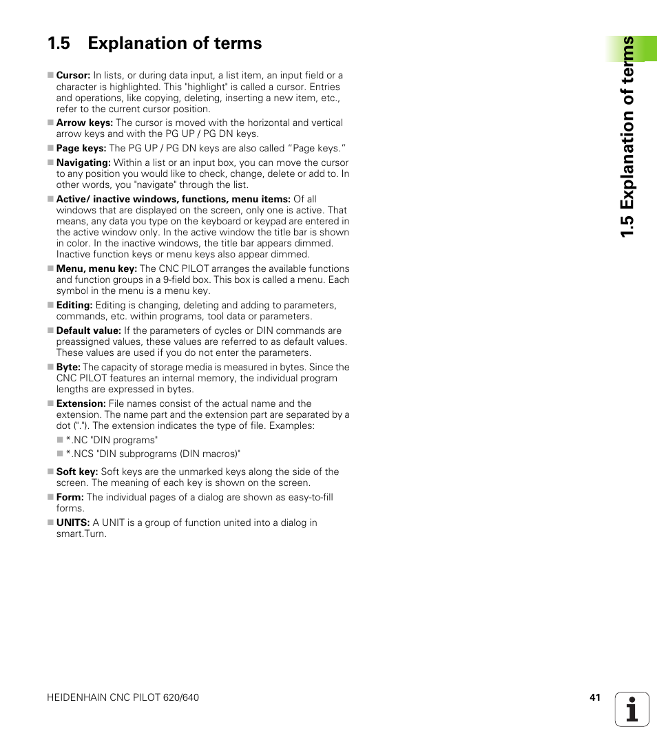 5 explanation of terms, 5 explanation of t e rm s 1.5 explanation of terms | HEIDENHAIN SW 688945-03 User Manual | Page 41 / 599
