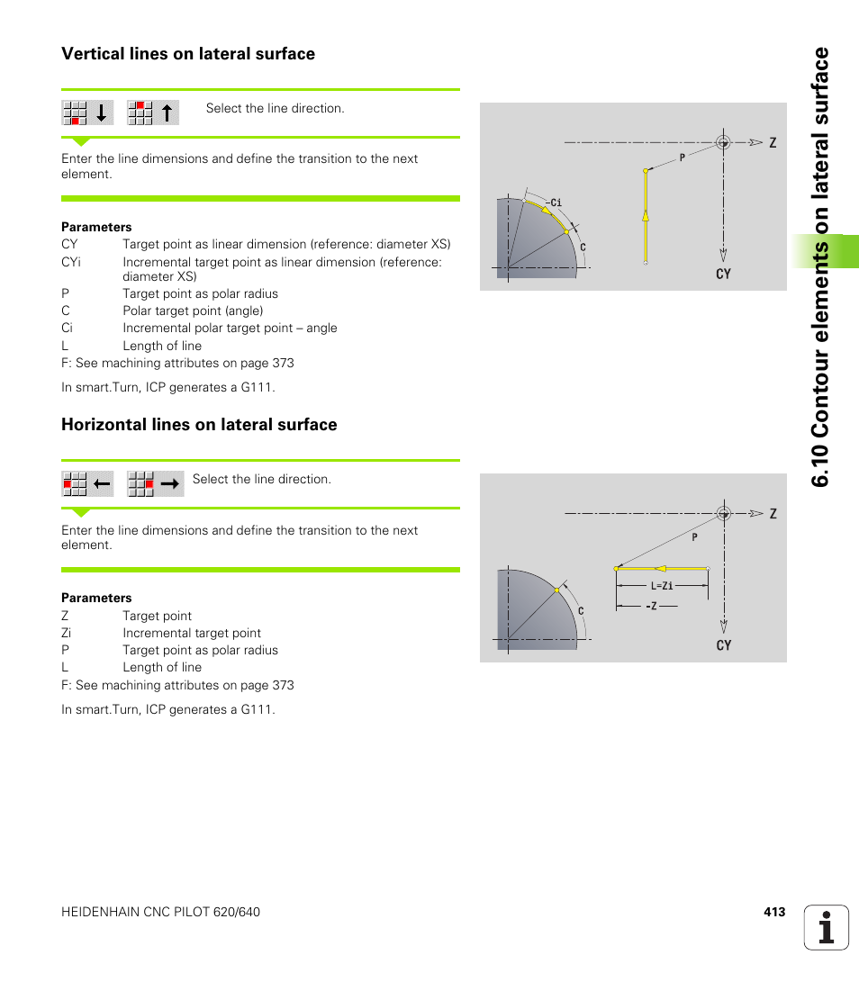 Vertical lines on lateral surface, Horizontal lines on lateral surface, 1 0 cont our elements on lat e ra l surf ace | HEIDENHAIN SW 688945-03 User Manual | Page 413 / 599