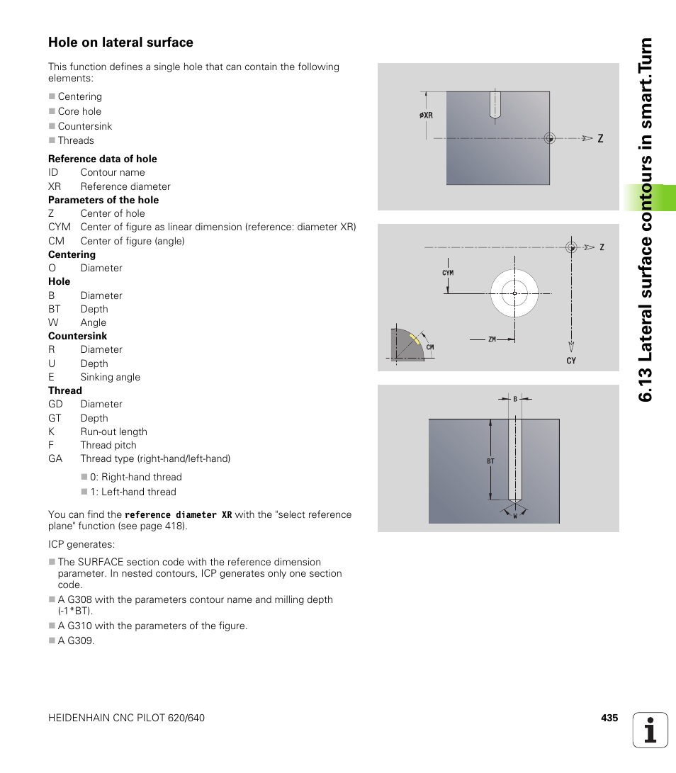 Hole on lateral surface, 13 lat er al surf ace cont ours in smar t.t u rn | HEIDENHAIN SW 688945-03 User Manual | Page 435 / 599