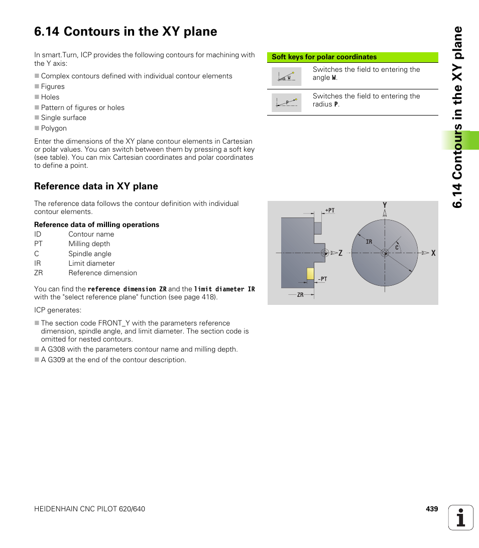 14 contours in the xy plane, Reference data in xy plane | HEIDENHAIN SW 688945-03 User Manual | Page 439 / 599