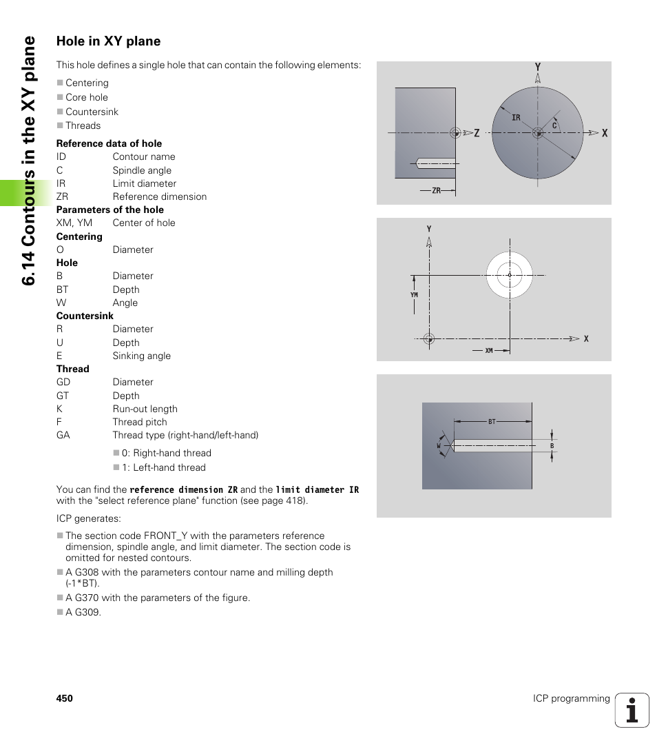 Hole in xy plane, 14 cont ours in the xy plane | HEIDENHAIN SW 688945-03 User Manual | Page 450 / 599