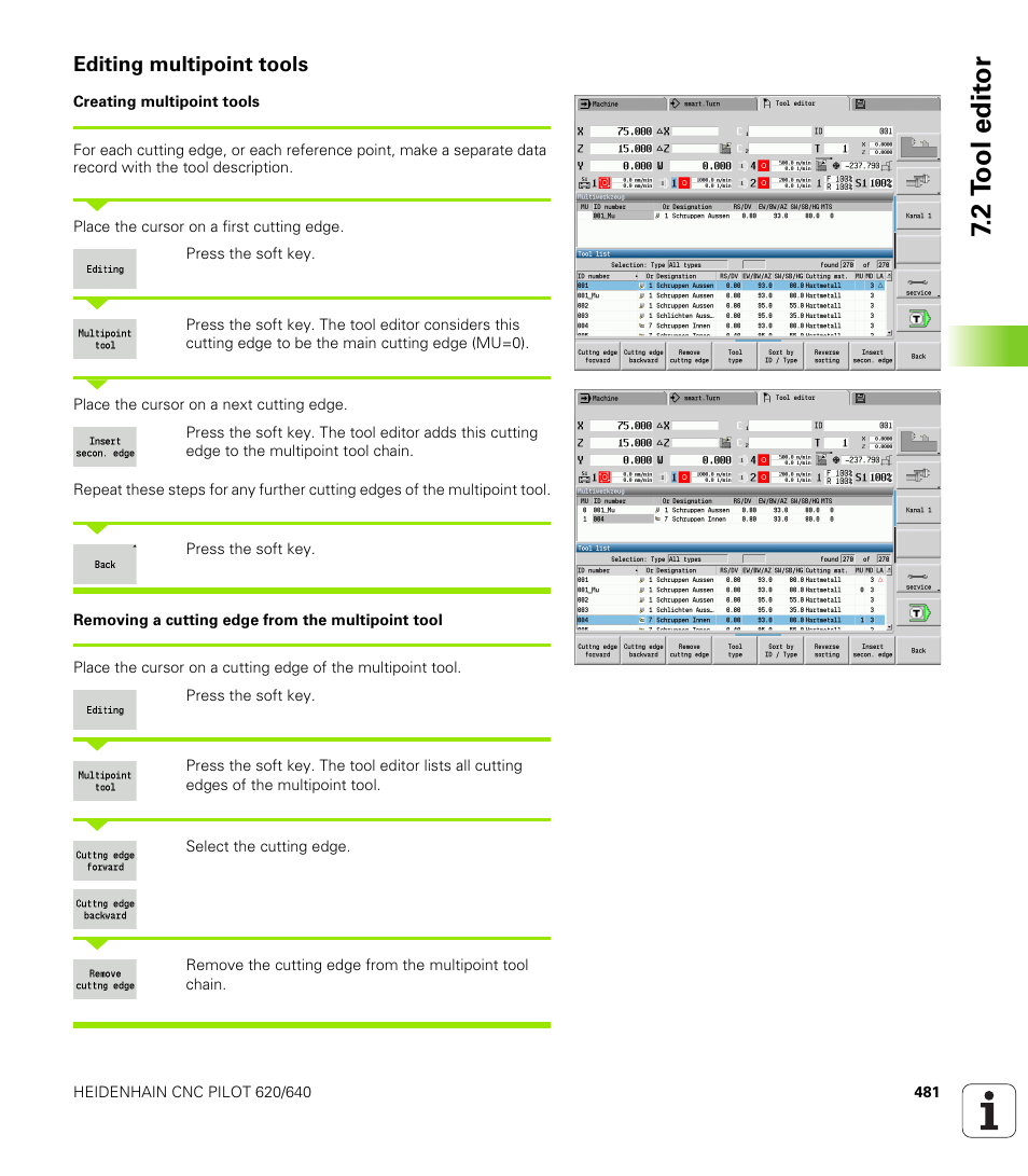 Editing multipoint tools, 2 t ool edit or | HEIDENHAIN SW 688945-03 User Manual | Page 481 / 599