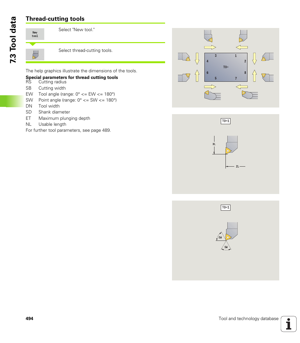 Thread-cutting tools, 3 t ool data | HEIDENHAIN SW 688945-03 User Manual | Page 494 / 599