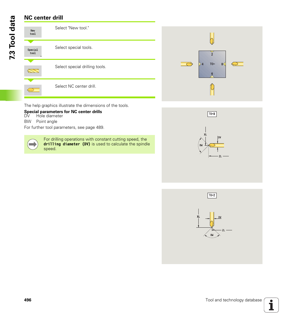 Nc center drill, 3 t ool data | HEIDENHAIN SW 688945-03 User Manual | Page 496 / 599