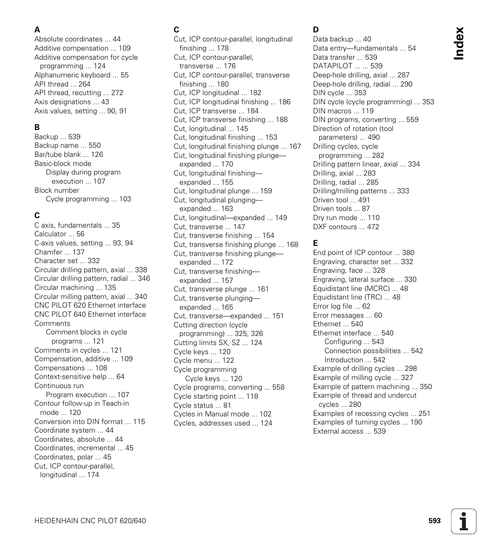 Index | HEIDENHAIN SW 688945-03 User Manual | Page 593 / 599