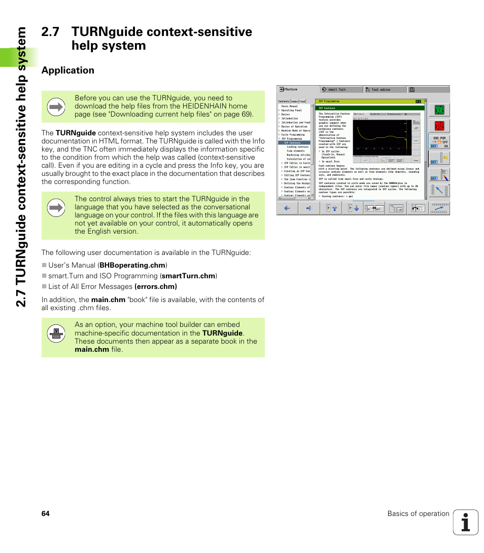 7 turnguide context-sensitive help system, Application | HEIDENHAIN SW 688945-03 User Manual | Page 64 / 599
