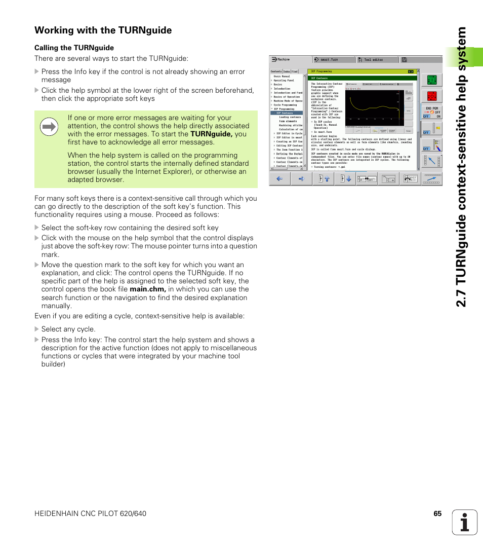 Working with the turnguide, 7 turnguide cont ext-sensitiv e help syst em | HEIDENHAIN SW 688945-03 User Manual | Page 65 / 599