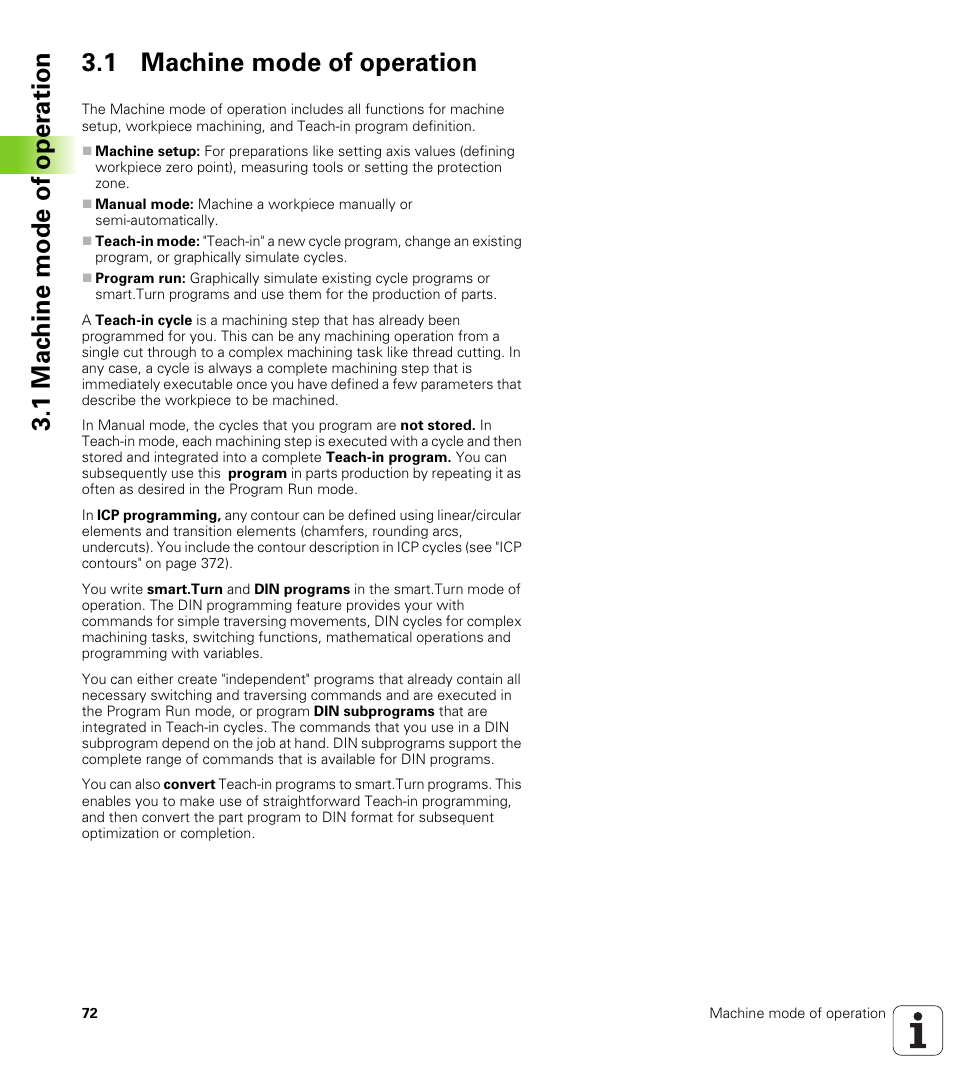 1 machine mode of operation | HEIDENHAIN SW 688945-03 User Manual | Page 72 / 599