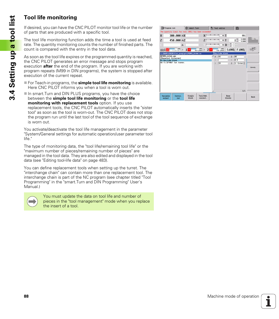 Tool life monitoring, 4 set ting up a t ool list | HEIDENHAIN SW 688945-03 User Manual | Page 88 / 599
