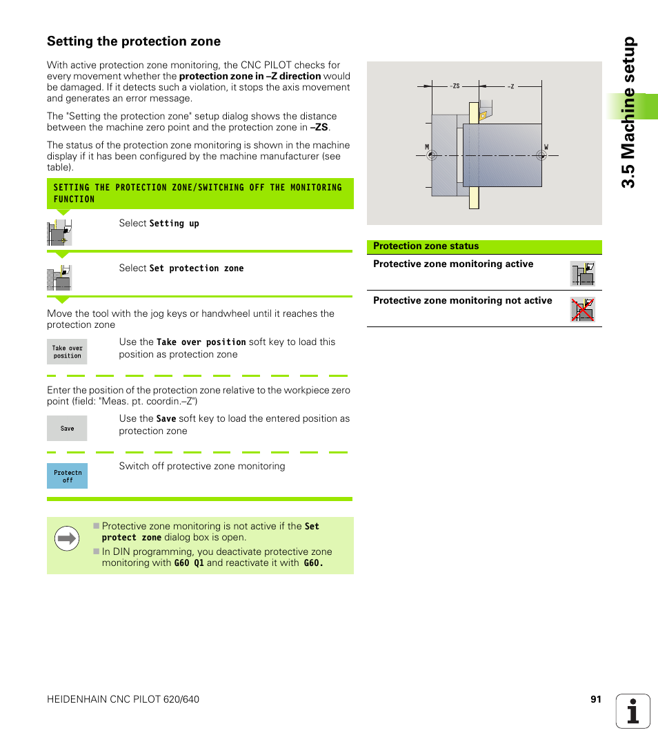 Setting the protection zone, 5 mac h ine set u p | HEIDENHAIN SW 688945-03 User Manual | Page 91 / 599