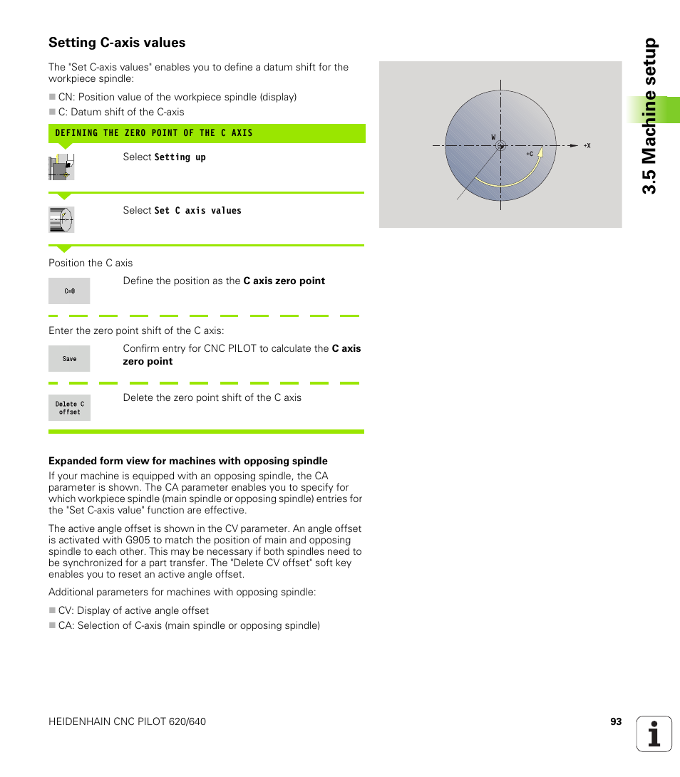 Setting c-axis values, 5 mac h ine set u p | HEIDENHAIN SW 688945-03 User Manual | Page 93 / 599