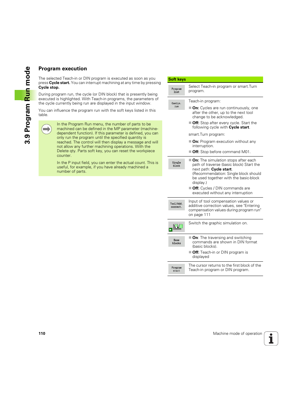 Program execution, 9 pr ogr am run mode | HEIDENHAIN SW 68894x-02 User Manual | Page 110 / 619