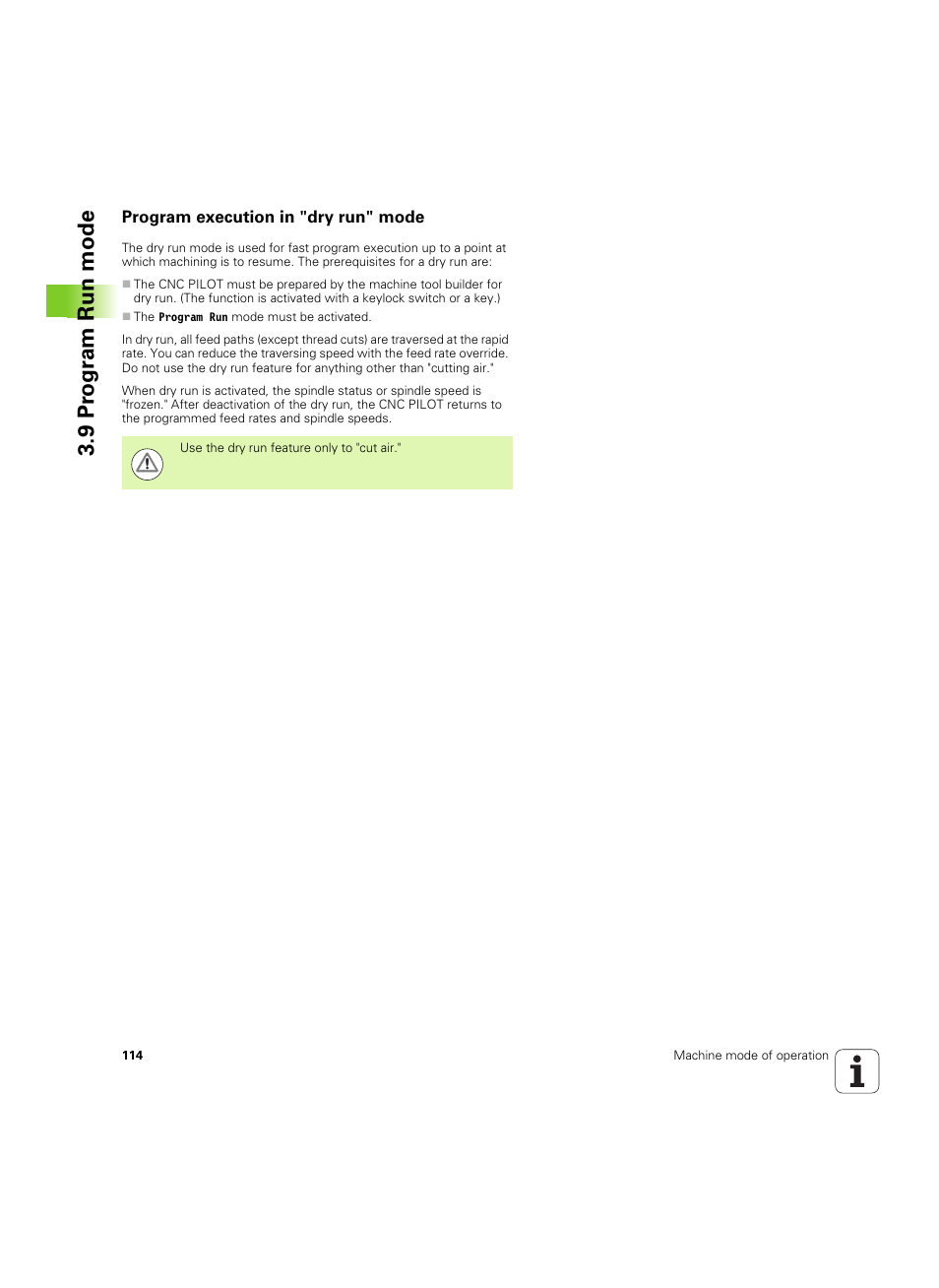 Program execution in "dry run" mode, 9 pr ogr am run mode | HEIDENHAIN SW 68894x-02 User Manual | Page 114 / 619