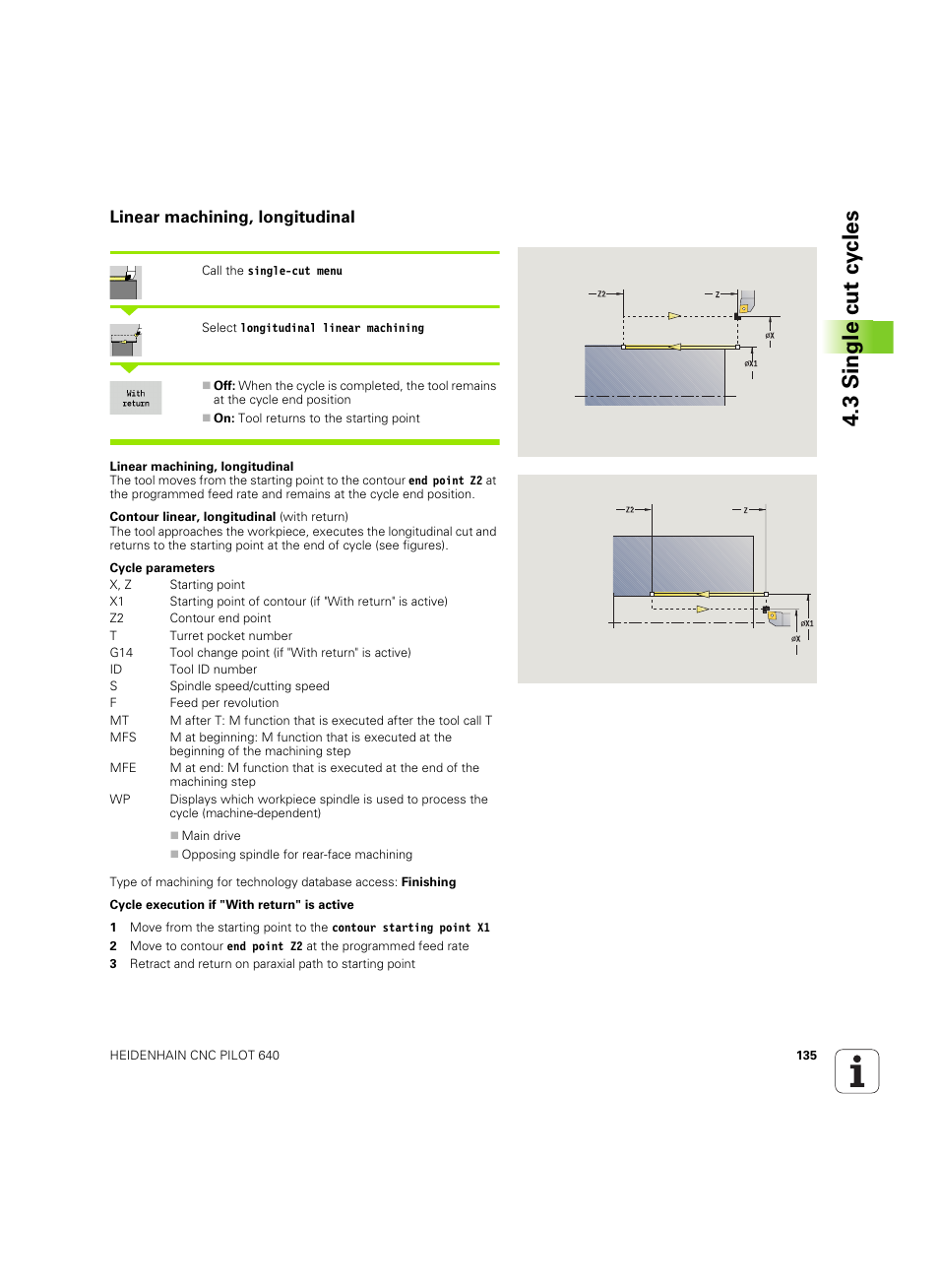 Linear machining, longitudinal, 3 single cut cy cles | HEIDENHAIN SW 68894x-02 User Manual | Page 135 / 619
