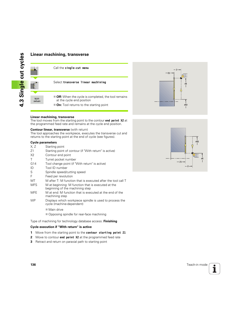 Linear machining, transverse, 3 single cut cy cles | HEIDENHAIN SW 68894x-02 User Manual | Page 136 / 619