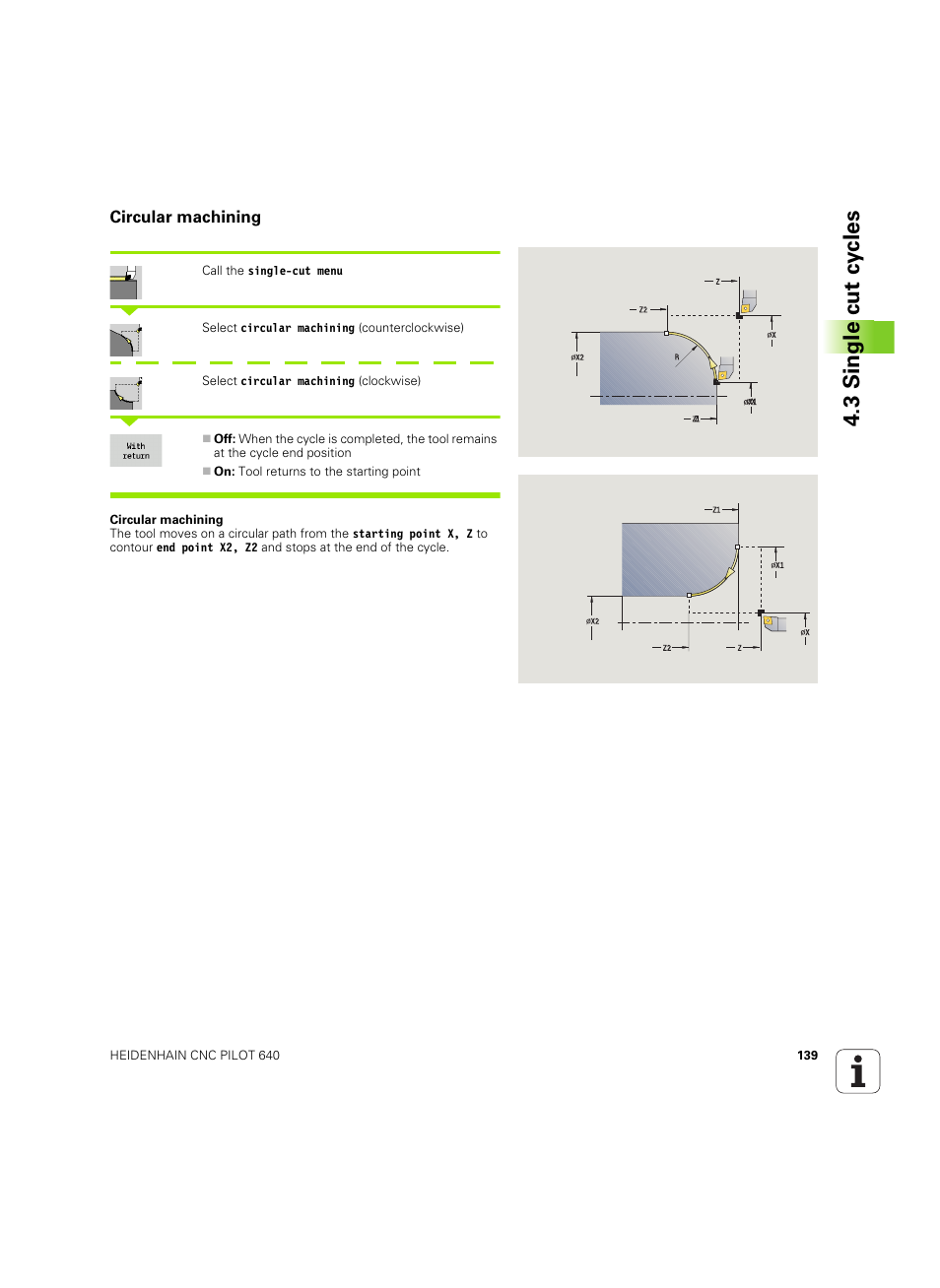 Circular machining, 3 single cut cy cles | HEIDENHAIN SW 68894x-02 User Manual | Page 139 / 619