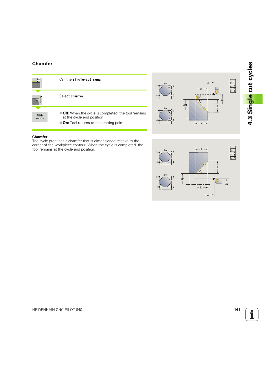 Chamfer, 3 single cut cy cles | HEIDENHAIN SW 68894x-02 User Manual | Page 141 / 619