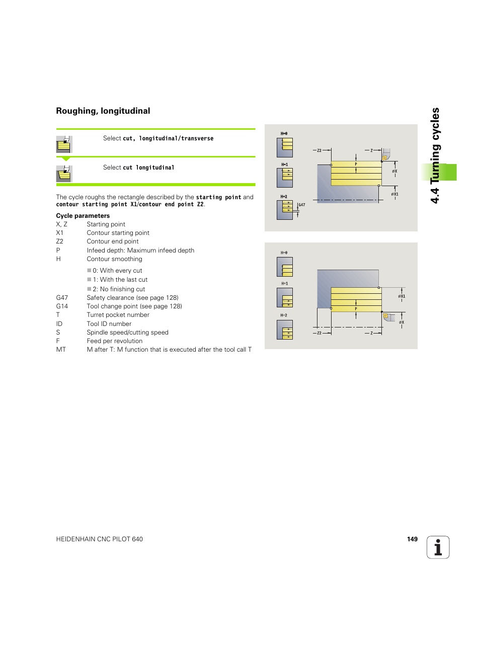 Roughing, longitudinal, 4 tu rn ing cy cles | HEIDENHAIN SW 68894x-02 User Manual | Page 149 / 619