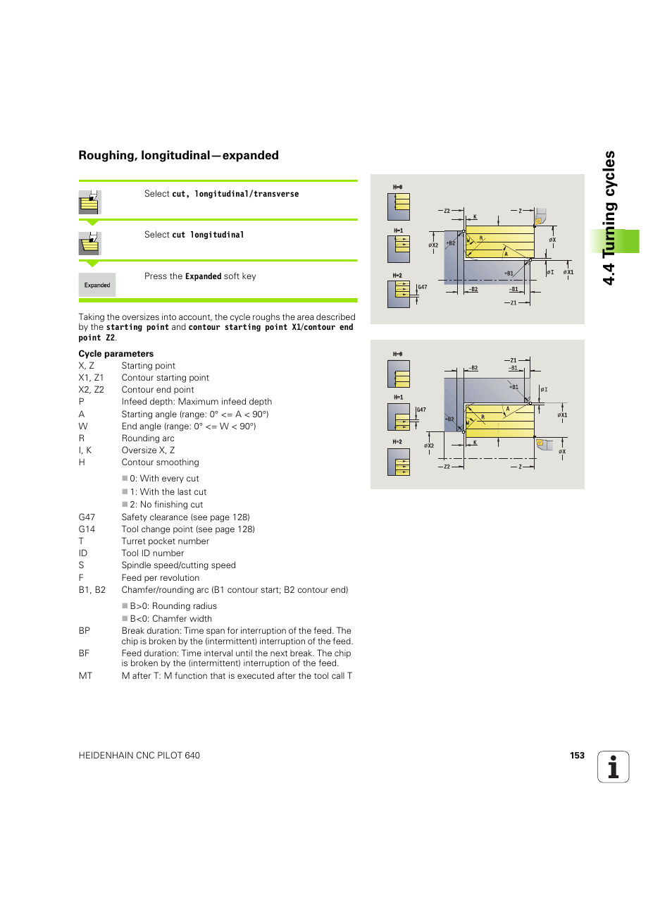Roughing, longitudinal—expanded, 4 tu rn ing cy cles | HEIDENHAIN SW 68894x-02 User Manual | Page 153 / 619